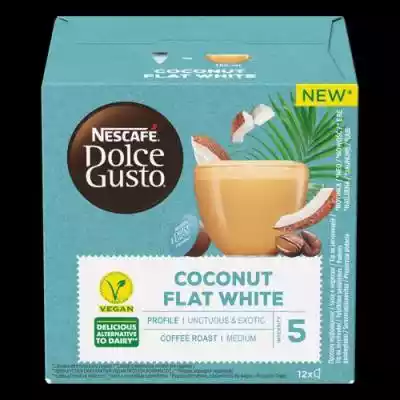 Rodzaj kawy: Kapsulki do kawy
Dodatkowe informacje: Odkryj NESCAFÉ® Dolce Gusto® Coconut Flat White i ciesz się kawą z dodatkiem napoju roślinnego (kokosowego),  która wniesie smak przygody do Twojej przerwy kawowej. Poczuj egzotyczny powiew rześkiego kokosa połączony z czystym smakiem kaw