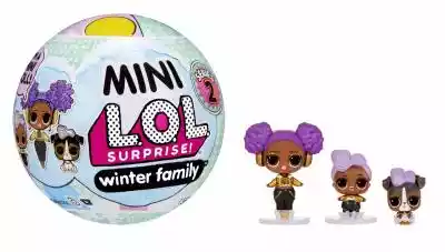 L.O.L. Surprise Mini Family Seria 2 asortyment Przedstawiamy naszą kolekcję MINI L.O.L. Surprise! Rodzinka! Nasze FABULOUS O.M.G. są teraz dostępne w rozmiarze mini,  a towarzyszy im ich ekipa! Zbierz wszystkie 12 wchodzące w skład kolekcji Mini Winter Family. Każda kula zawiera wyjątkowy 