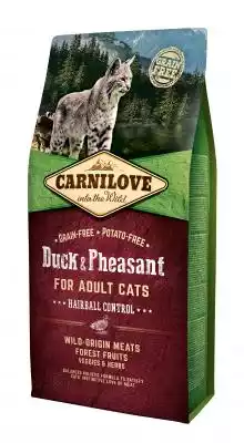 Carnilove Duck & Pheasant Hairball Control - Kaczka i Bażant - karma sucha dla kotów dorosłych ułatwiająca odkłaczanie Carnilove jest czeską marką karm,  wytwarzaną przez Vafo Praha. Firmy o ponad 25 letniej tradycji komponowania karm w poszanowaniu naturalnych potrzeb żywieniowych kotów i