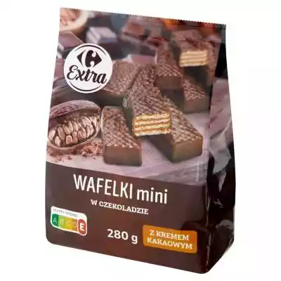         Carrefour                    z kremem kakaowym            jakość kontrolowana                Wafelki w czekoladzie przekładane kremem kakaowym 53, 4 %.    