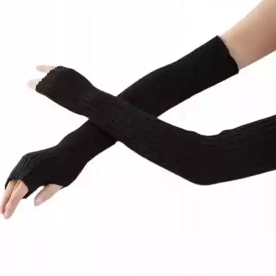 Rękawiczki bez palców mitenki czarne prą Podobne : Rękawiczki bez palców mitenki białe prążki długie - 370855