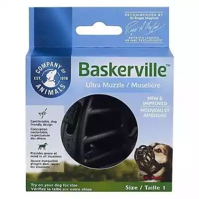 Kompania Zwierząt Baskerville Ultra Kufa dla psów,  Rozmiar 1 - Psy 10-15 lbs - (obwód nosa 8.6