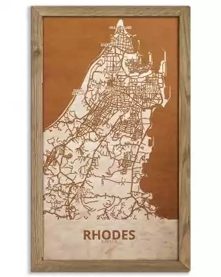 Drewniany obraz miasta - Rodos w dębowej Podobne : Drewniany obraz miasta - Dowolne miasto w dębowej ramie 30x30cm Dąb, Orzech, Heban - 16613