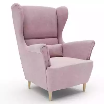 Fotel uszak pudrowy róż CLASSIC / Cosmit Podobne : Prosty fotel na drewnianych nóżkach pastelowy różowy CUBOS - 164897