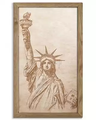 Drewniany obraz - Statua Wolności w dębo przyciagnie