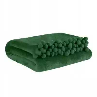 Koc Hjo zielony z pomponami 150x200 cm H narzuty na kanapy i fotele