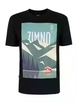 T-Shirt Relaks Unisex Czarny Plakat Tatr Podobne : T-Shirt Relaks Unisex Czarny z Kieszonką Góry- ZIMNO - 3760