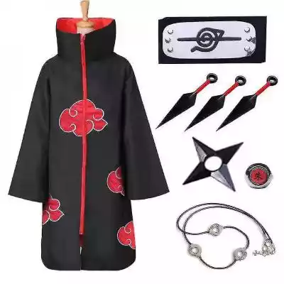 Naruto Akatsuki Cloak Anime Zestaw kosti Podobne : Naruto Anime Akatsuki Uchiha Itachi Cloak Anime Cosplay Unisex Kostium czarny/czerwony S - 2724352