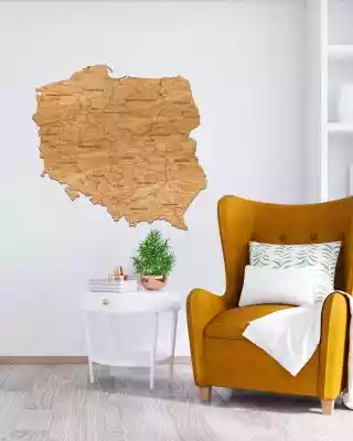 Drewniana Mapa Polski na ścianę 60x60cm  Podobne : Drewniana Mapa Polski na ścianę 50x50cm Heban - 16591