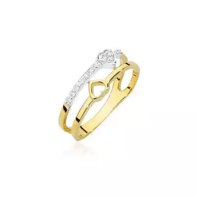 Złoty pierścionek serca z brylantami i b Podobne : Złoty pierścionek serca z brylantami i białym złotem - 129610