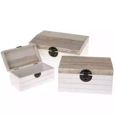 Zestaw skrzynek dekoracyjnych Wood, 3 sz Dodatki i dekoracje > Dekoracyjne pudełka do przechowywania