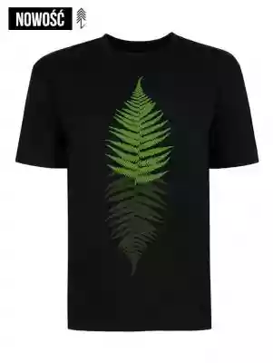T-Shirt Relaks Unisex Czarny Liść Paproc