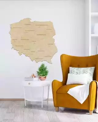 Drewniana Mapa Polski na ścianę 50x50cm  Drewniane mapy Polski