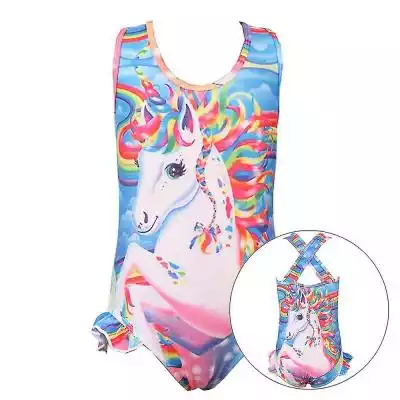 Cartoon Unicorn Jednoczęściowe stroje kąpielowe Dzieci Dziewczęta Summer Beach Monokini Bikini Kostium kąpielowy#!!#Materiał: Poliester#!!#Pakiet...