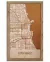 Drewniany obraz miasta - Chicago w dębowej ramie 50x30cm Dąb, Orzech, Heban