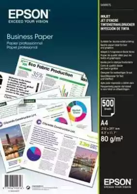 EPSON Business Paper 80gsm 500 arkuszy C Podobne : Epson Papier Heavy 50 Arkuszy 167 g/m  A3 - 428427