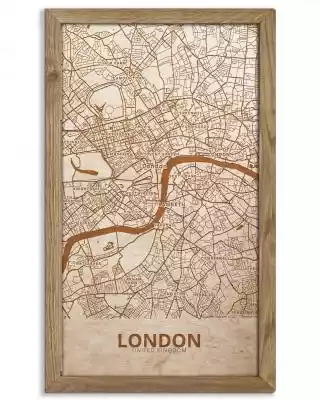 Drewniany obraz miasta - Londyn w dębowe Podobne : Drewniany obraz miasta - Dowolne miasto w dębowej ramie 30x30cm Dąb, Orzech, Heban - 16613