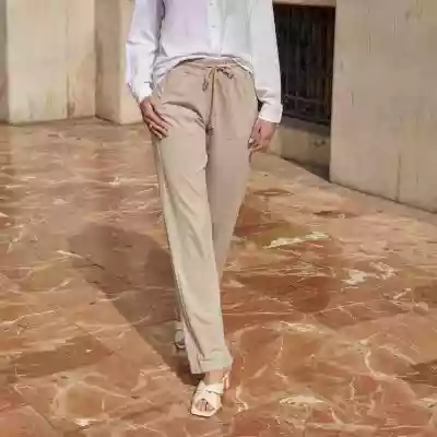 Luźne spodnie dresowe z wiskozy piaskowe