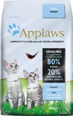 Applaws Kitten dla kociaka W wielu suchych karmach dla kotów głównym źródłem białka są zboża. Diety zawierające duże ilości zbóż mogą być trudne do strawienia dla kotów i przekształcenia ich w energię. Może to obciążać wątrobę i nerki oraz prowadzić do nadwrażliwości i alergii. Dlatego App