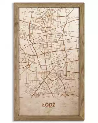 Drewniany obraz miasta - Łódź w dębowej  Podobne : Drewniany obraz miasta - Barcelona w dębowej ramie 50x30cm Dąb, Orzech, Heban - 16526