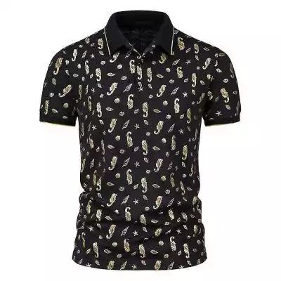 Męskie Seahorse Conch Print Klasyczne koszulki Polo z krótkim rękawem Moda Slim Fit Top#!!#100% nowe i wysokiej jakości#!!#Materia...